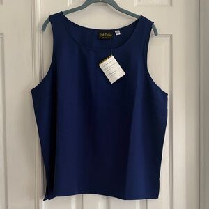 NWT Bob Mackie Wearable Art Solid Navy Blue Sleeveless Shell Top Womens XL